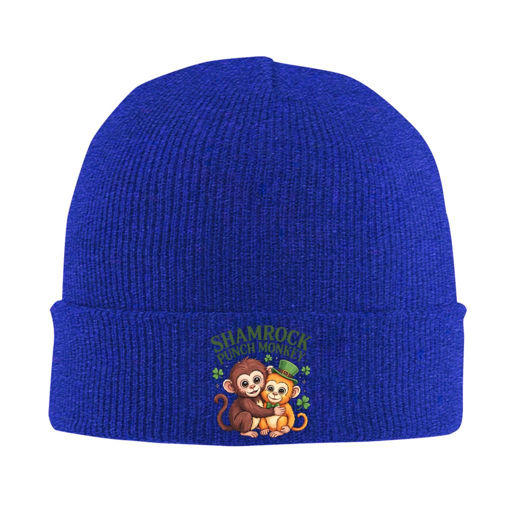 Monkey Punch  Plush Hugging St Patricks Day Knit Hat  Beanie Hats Outdoor Warm Soft Men Women Bonnet Hats Winter Caps Gift