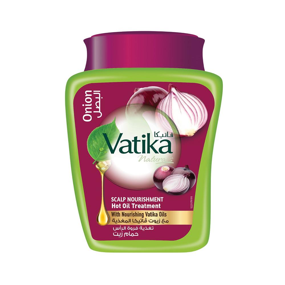 Masque Capillaire à l'Oignon Vatika Naturals Hammam Zaith - Traitement à l'Huile Chaude, Nutrition du Cuir Chevelu avec Extraits d'Oignon et Huiles Nourrissantes Vatika 500g.