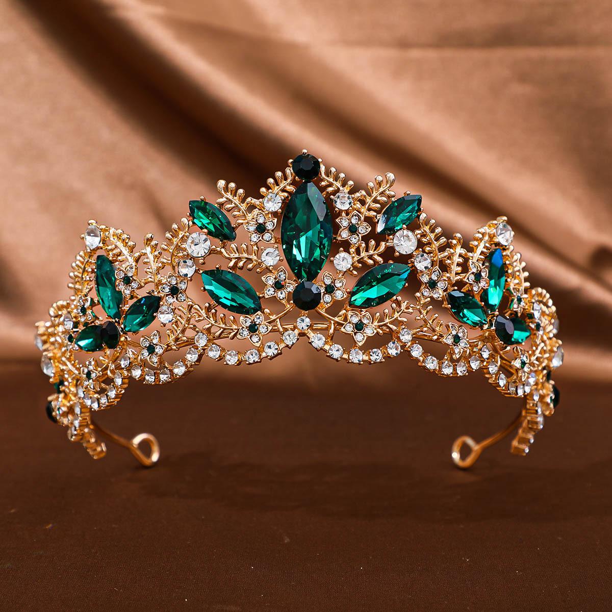 

Свадебная тиара Корона королевы Барокко Циркон Ободок Изысканные сплавные аксессуары Корона для свадебного платья Аксессуары для волос