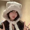 Bear Ear Knitted Woolen Hat Windproof Ear Protection Cap Fashion Winter Bomber Hat  Outdoor