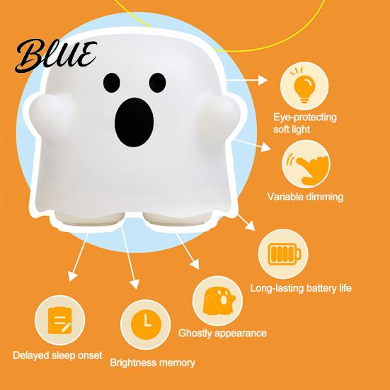 Funny Cartoon Atmosphere Lamp Ghost Night Light Touch Control Dimmable Bedside Lamp USB Rechargeable Squishy Ambient Travel Friendly Light