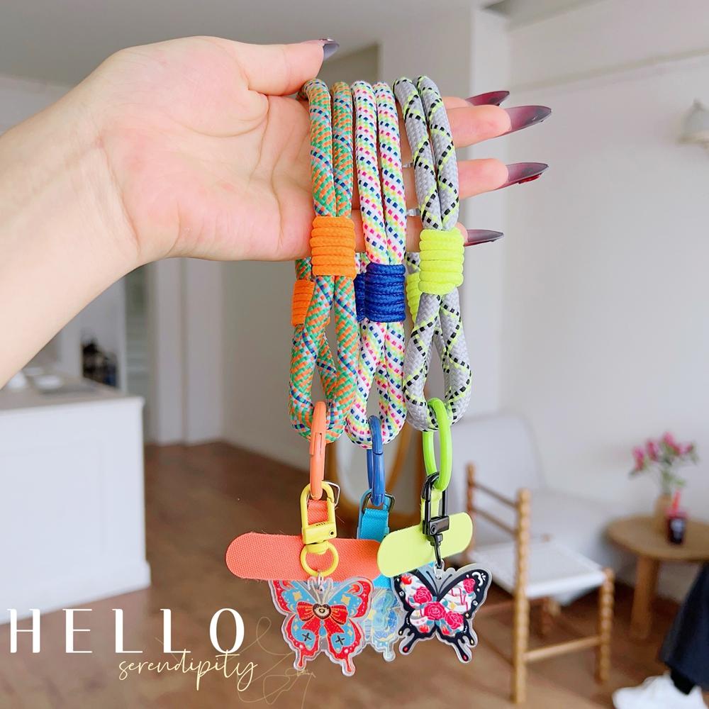 With Butterfly Pendant Cellphone Straps Hanging Cord Mobile Phone Lanyard Short Wrist Strap Charm Anti-lost Chain Women Keychain