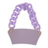 Portable Coffee Cup Sleeve with Plastic Chain PU Leather Reusable Drink Holder Carrier for Travel Purple