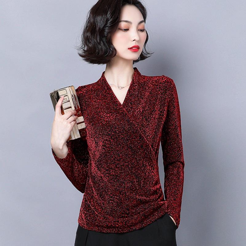 

Женская верхняя осенняя новая мода иностранная рубашка с V-образным вырезом и длинными рукавами с леопардовым принтом 2XL
