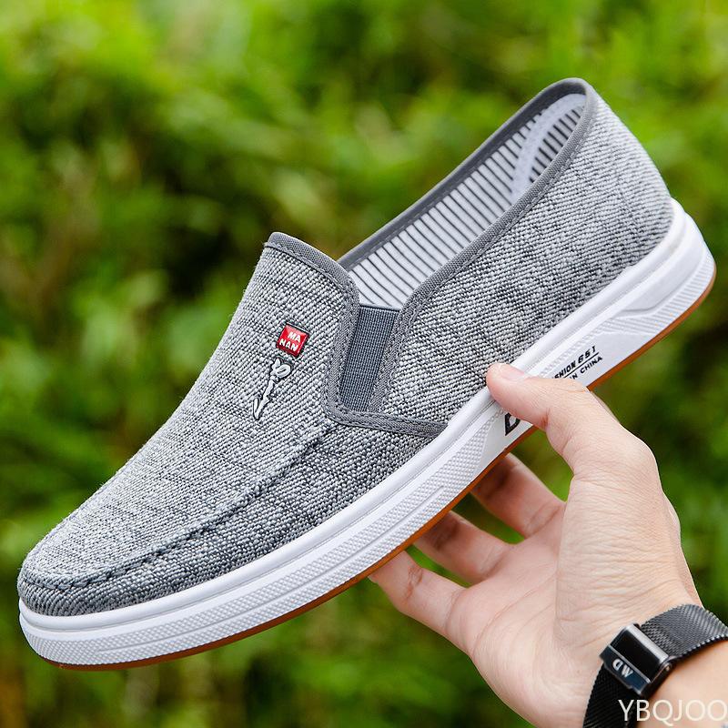 Men's Flat Bottom Casual Driving Cloth Low Top Canvas Breathable and Light Old Beijing Lazy Work Shoes Plus Size