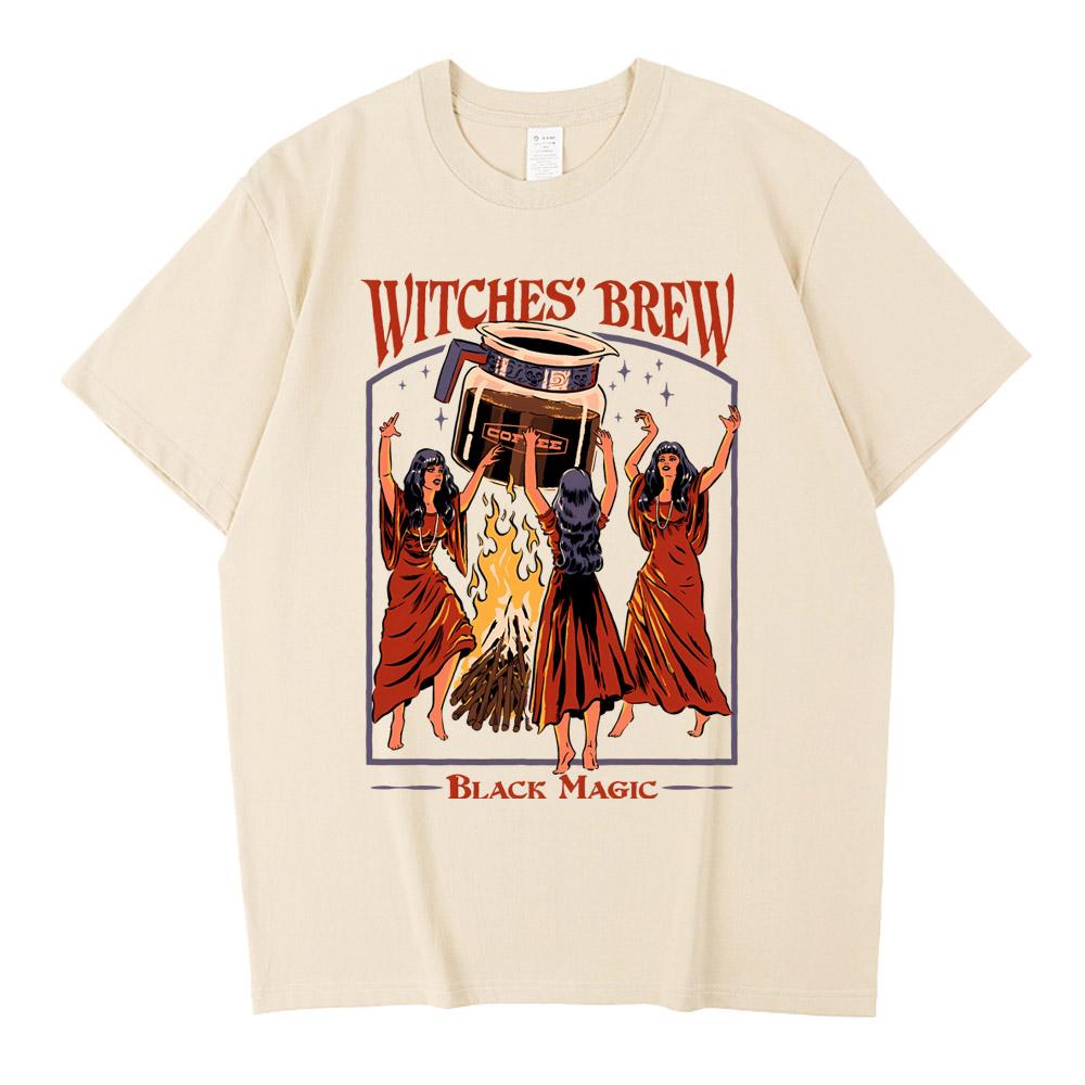 Halloween Hexentrank Kaffee Schwarze Magie Unisex T-Shirt Sommerkleidung Freizeitkleidung T-Shirt Hohe Qualität Baumwolle Atmungsaktive Oberteile