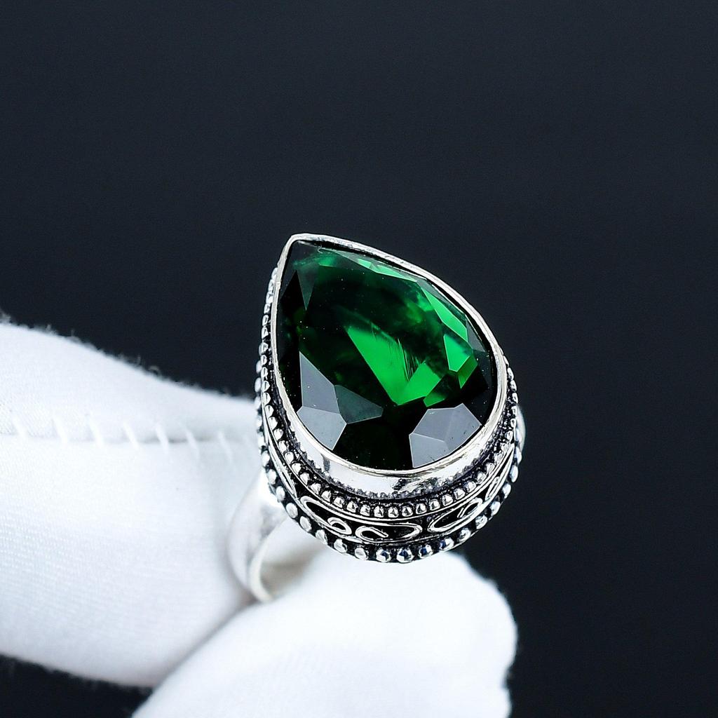 Green Tourmaline Gemstone Ring, 925 Sterling Silver Jewelry, Handmade Ring, Green Tourmaline Statement Silver Ring, Birthday Gifts For Birthday