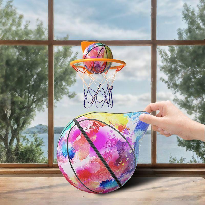 1Pc Kids Bouncing Mute Silent Basketball With Cloth Cover Indoor Silent Foam Basketball Bounce Soft Squeezable Ball