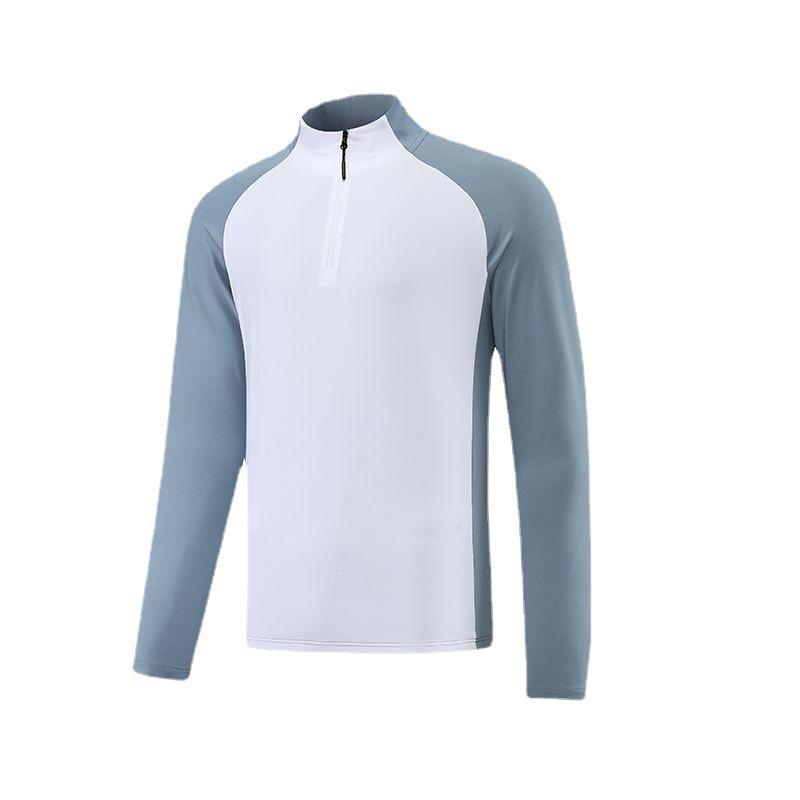 2024 Men's Long Sleeve Quick Dry Half Zip Running T-shirt - Stand Collar Fitness Wear for Spring and Autumn