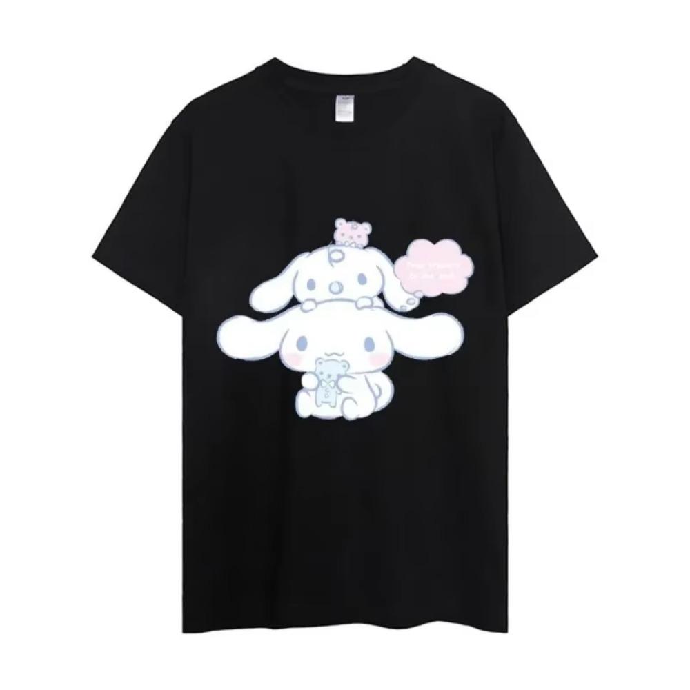 MINISO Cinnamoroll T Shirt Men Couple Combination Clothes Short Sleeve Collar Fashion Woman Cotton