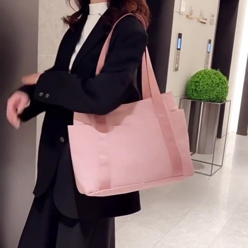Multi-pocket Shoulder Bag Solid Color Travel Bag Casual Women's Tote Bag  College Student