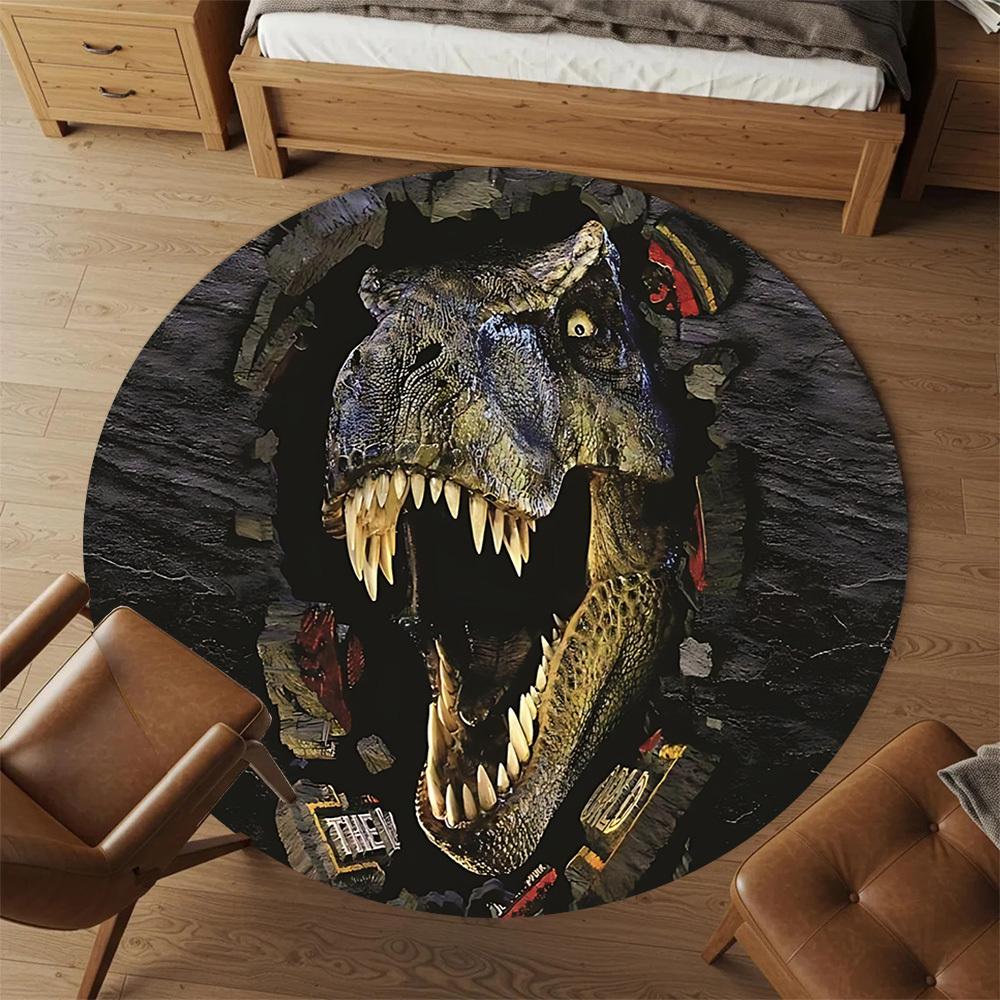 1pc Tyrannosaurus rex, Jurassic Park Round Chair mat Area Rug - Non-Slip, Floor Mat for Office, Bedroom, and Indoor Decor c1125330