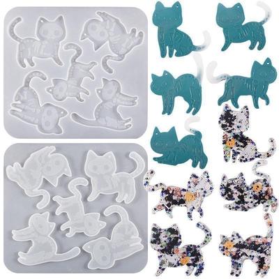 Bricolage Cristal Fait Main Créatif Moule en Résine Époxy Relief Crâne Chat Pendentif Moules en Silicone Accessoires Fournitures Décoration de Maison