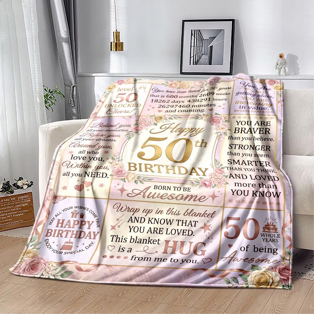 50th Anniversary Celebration Flannel Blanket-Soft and Suitable for Sofas,Beds,Offices,Travel,All Seasons,Great Gift for Holidays and Birthdays.