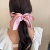 Elastische karierte Seidenband-Scrunchies Schleife Dickdarm-Haargummi Quadratisches Stoff-Haarband Täglich
