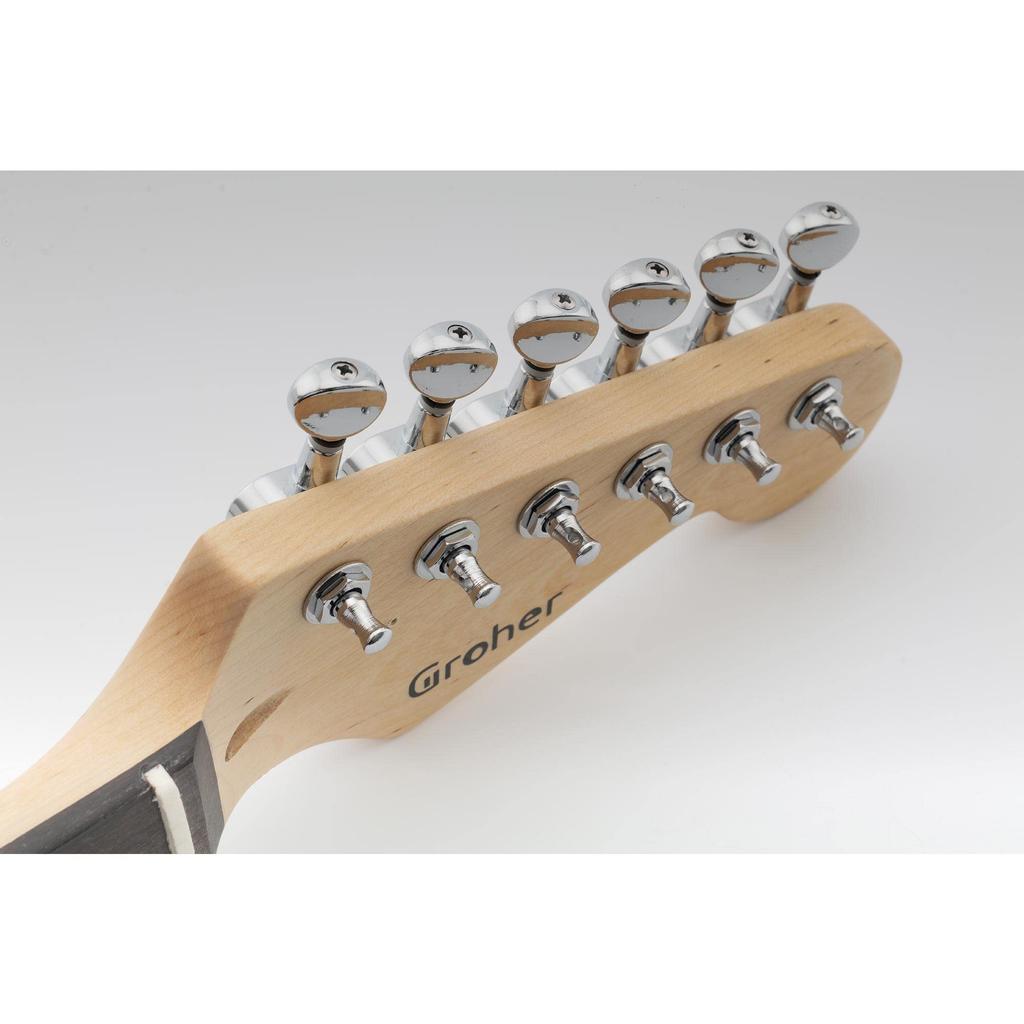 Musiclily Basic guitar tuning pegs for electric buttons 6-in-line Stratocaster/Telecaster guitars, chrome/Kidney