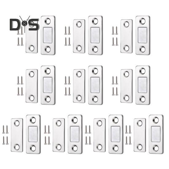 6/10/15Pcs Invisible Cabinet Door Magnet with Screw Ultra-Thin Stainless Steel No Drilling Adhesive Magnetic Drawer Closet Sliding Door Catch Latch