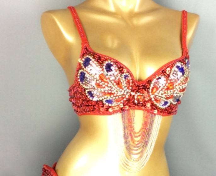 Damen Perlen Pailletten Samba Karneval Bauchtanz BH Top für Halloween Tanz EDC Rave Mardi Gras Nachtparty Bühnenauftritt
