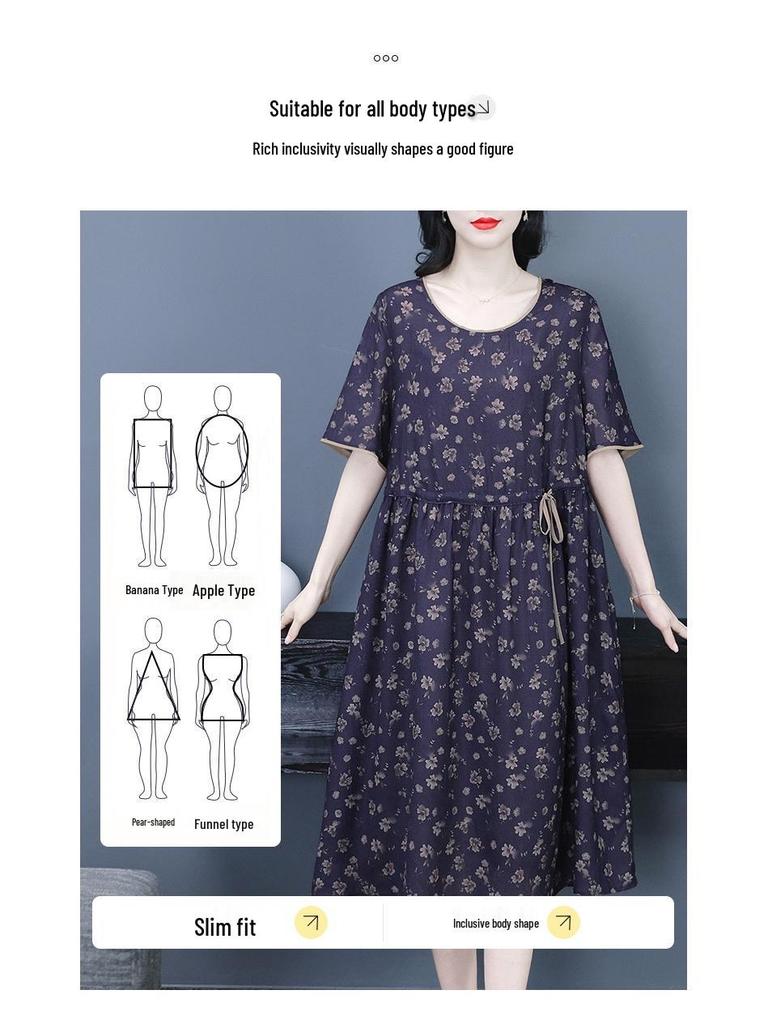 Elegantes Chiffon-Druckkleid in Übergröße für Frauen mittleren Alters