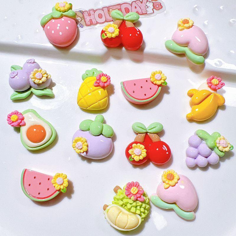 10Pcs New Cute Watermelon, Strawberry, Grape, Cherry Fruit Flat Back Resin Scrapbooking DIY Jewelry Craft Decoration Accessorie