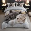 Pet Cat Three-Piece Quilt Cover 3D Digital Printing Bedding Set Bed Cover Home Textile