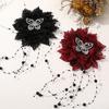 Peony Feather Tassel Hair Claw Women Girls High Cap Bone Design Hairpin Sturdy Shark Clip Hair Accessory