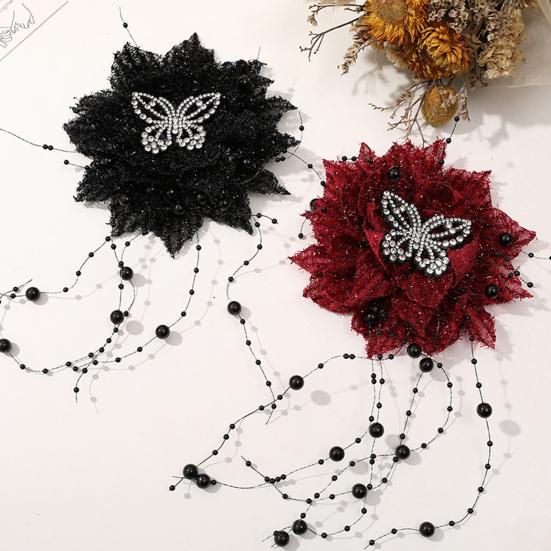 Peony Feather Tassel Hair Claw Women Girls High Cap Bone Design Hairpin Sturdy Shark Clip Hair Accessory