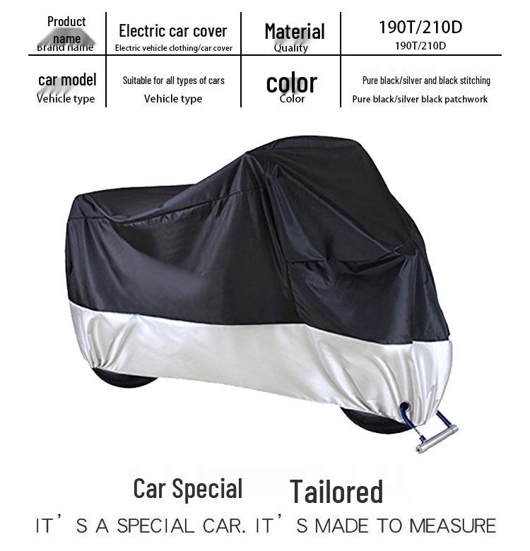 210D Silver Coated Waterproof & Sunproof Motorcycle Cover