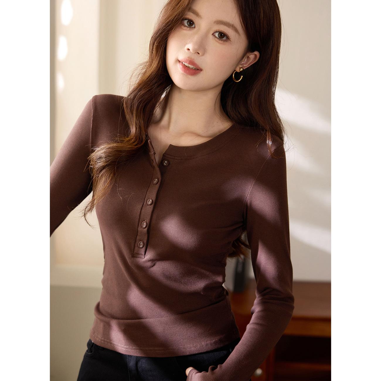 

Приталенная плиссированная шикарная блузка на пуговицах с длинным рукавом для женственного темперамента, базовая футболка из чистого хлопка 2XL