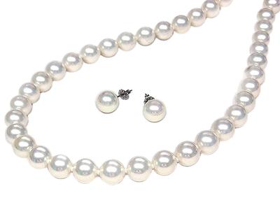 And My Jewelry Velvet Case Large Pearl Necklace and Earrings or Pierced Earrings Set Hanadama Pearl Length Choice Pierced [Your Box] 9.0mm (42,