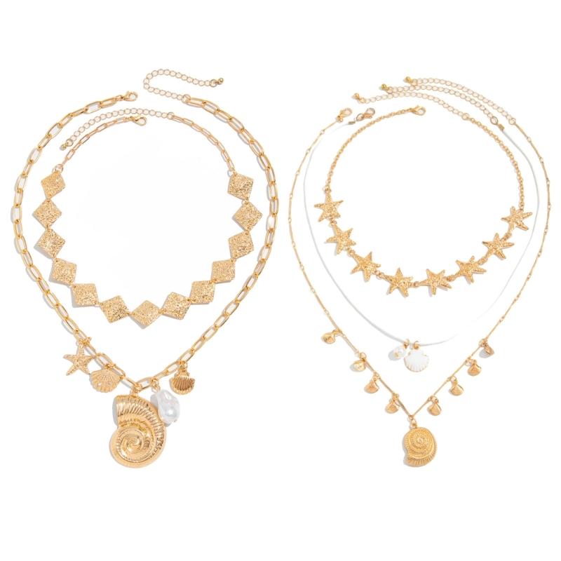 Elegant Clavicle Chain With Shell and Starfish Charm Casual Bohemian Jewelry for Daily Wear or Holiday Outfits
