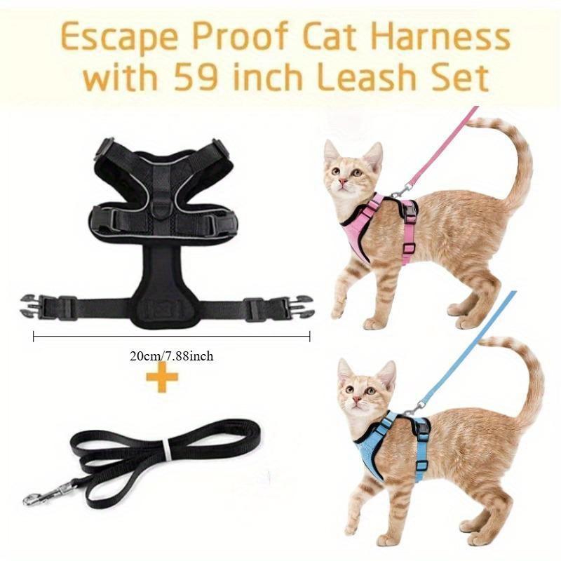 Cat Harness and Leash for Walking, Escape Proof Soft Adjustable Vest Harnesses for Cats, Breathable Reflective Strips Jacket