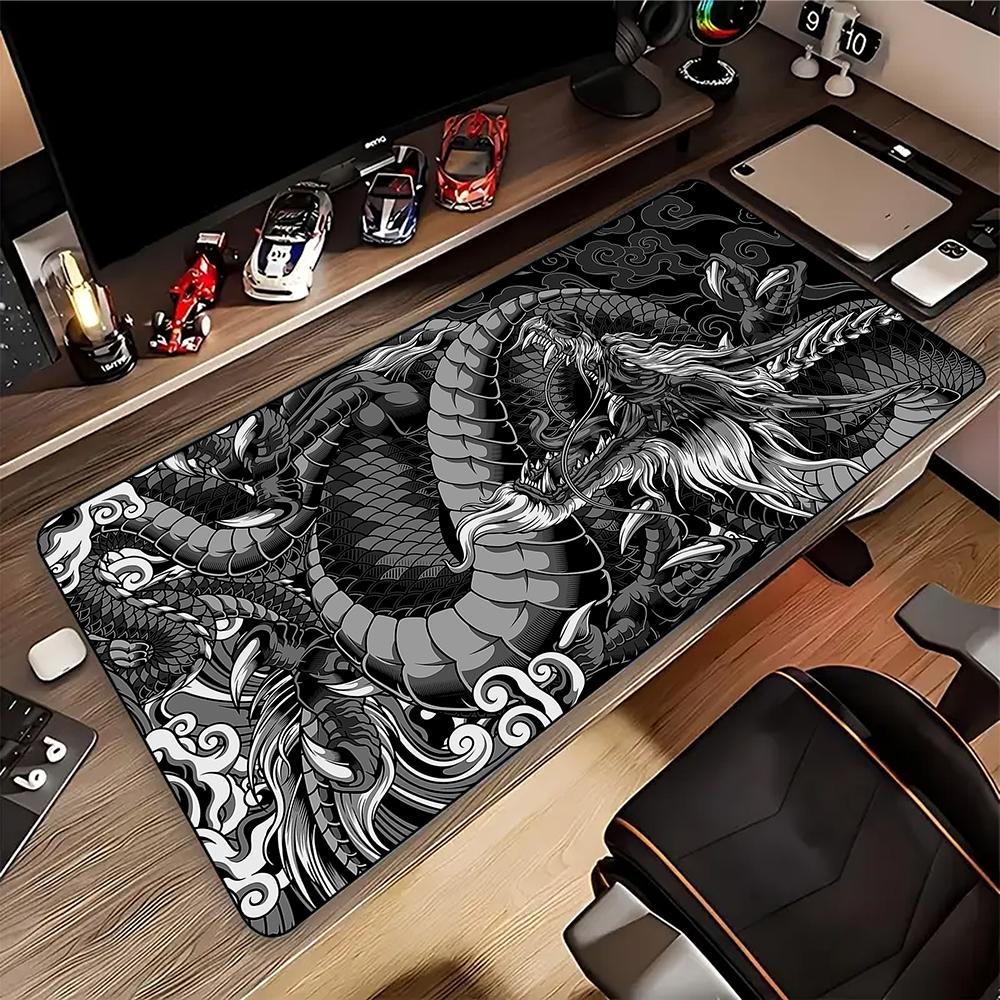 Japanese Great Wave OffChinese Style Dragon Mouse Pad for Gamer Setup Gaming Mousepad Rubber Keyboard Pads Pc Desk Mat xcm