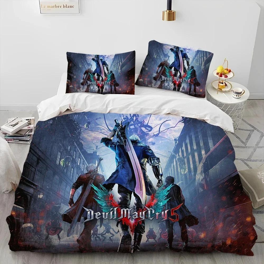 Game D-Devil May Cry DMC Gamer Bedding Set Duvet Cover Bed Set Quilt Cover Pillowcase Comforter King Queen Size Boys Adult