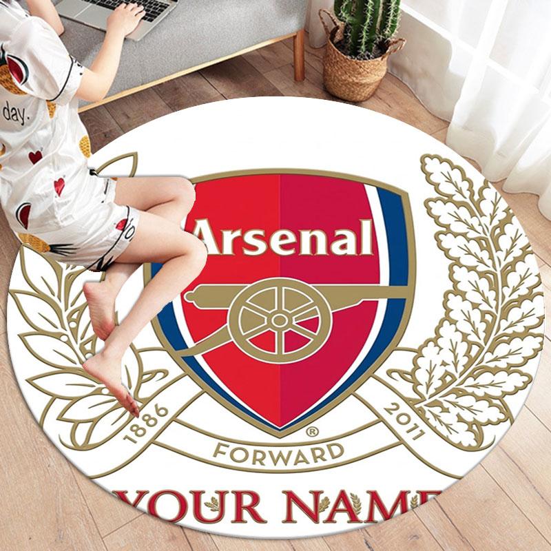 Arsenal F Benutzerdefinierter Name Runder Teppich, Teppich für Wohnzimmer Schlafzimmer Sofa Spielzimmer Dekoration, Rutschfeste Fußmatte