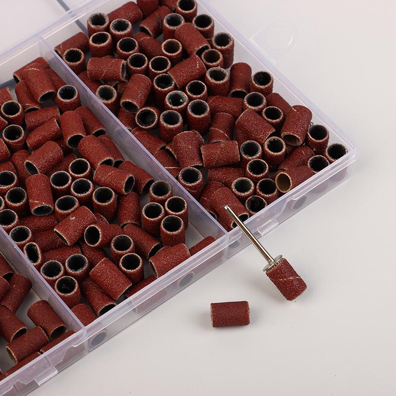 75/210Pcs/Box Sanding Cap Bands For Electric Manicure Machine 180/120/80 Grit Nail Drill Grinding Bit Files Pedicure Tool Set