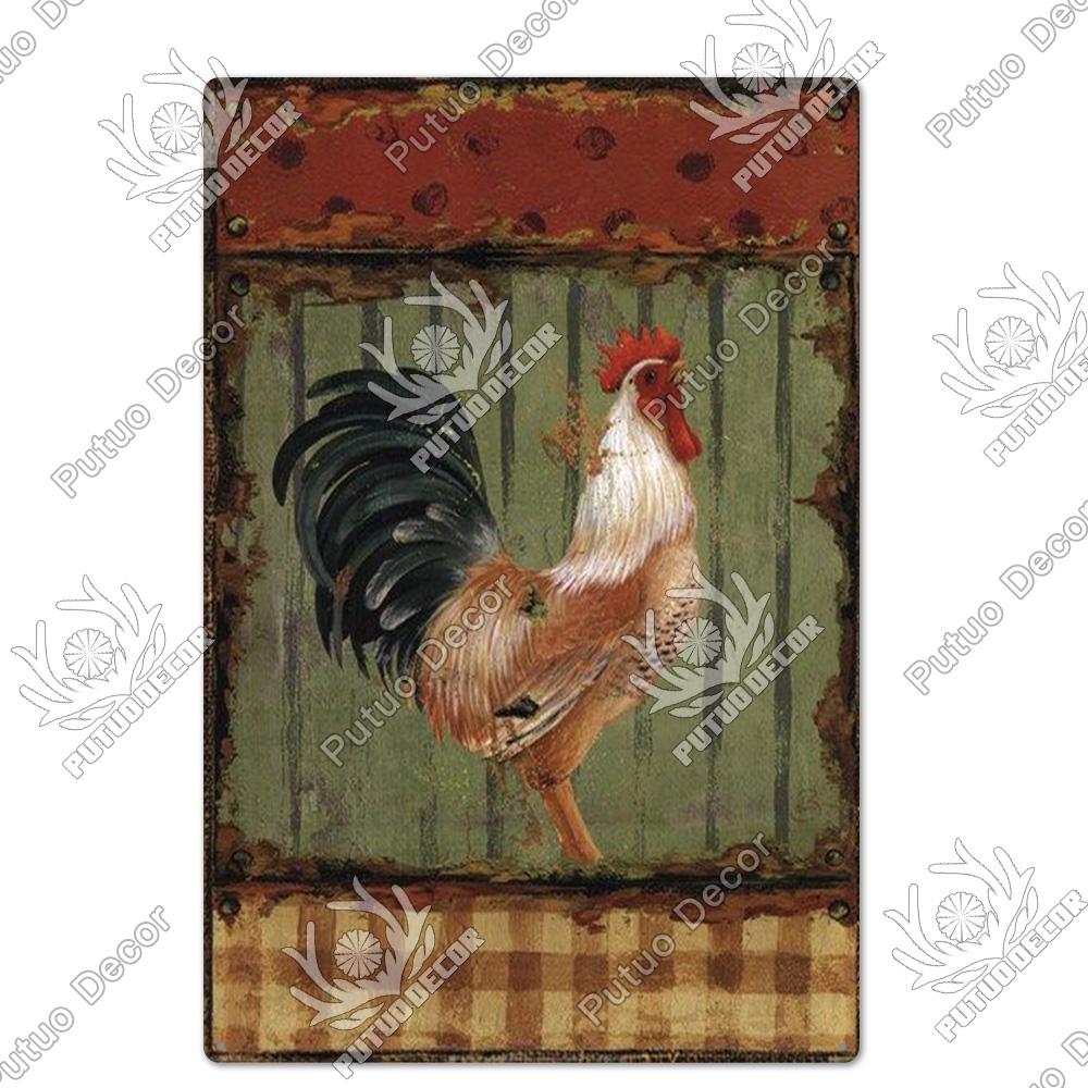 Putuo Decor Huhn Blechschild Vintage Metallschild Plakette Metall Vintage Bauernhaus Wanddeko Hahn Retro Metallschilder