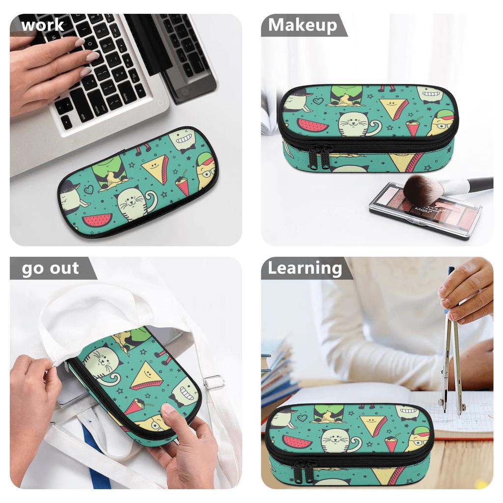 Pen Case Secure Zipper Large Capacity Scratch Resistant Polyester with Mesh Pocket Removable Divider and Pen Slots for Boys Girls