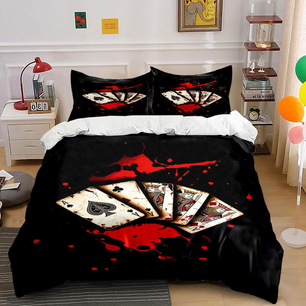 Playing cards with splashes. Bedding sets Duvet cover sets Duvet covers Pillowcases(1* Duvet Cover 2* Pillowcases without duvet insert)