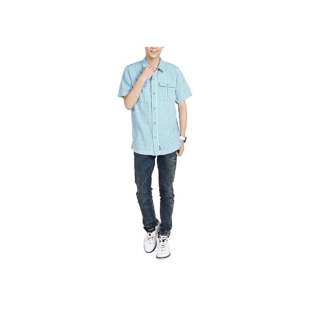 Jordan Casual Plaid Short Sleeve Shirt Men Tops Blue 467351-102