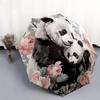 Panda and Rose Pattern, Automatic Folding Umbrella, Portable and Foldable Design, 8 Ribs, a Christmas or Birthday Gift.