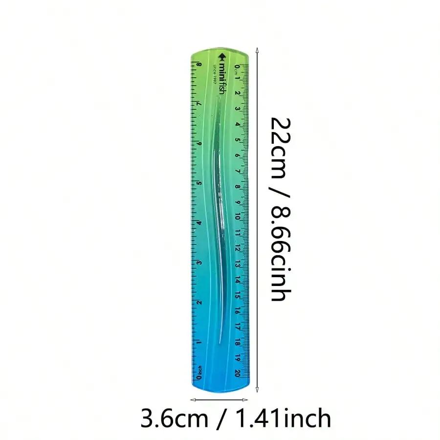 20cm/15cm Flexible Soft Ruler Gradient Rainbow Color Style Dual Unit Measurement In Cm and Inch  for Office Students School Use