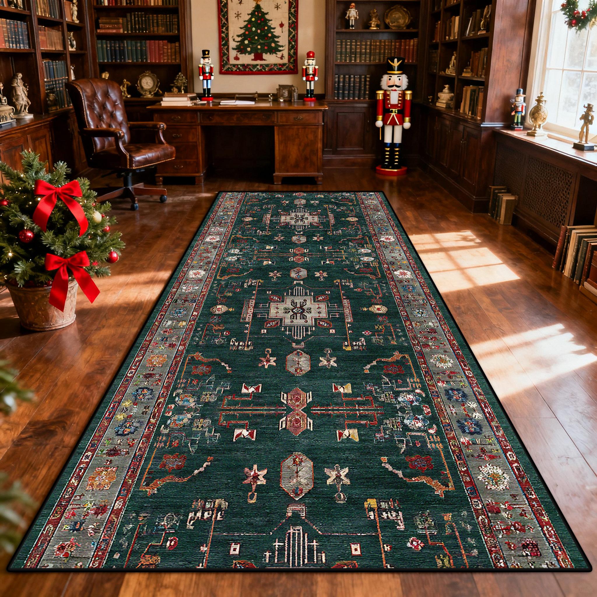 Bohemian Retro Lange Gang Tapijt Kerstdecoratie Kantoor Makkelijk Schoon te Maken Runner Tapijten Villa Deuropening Antislip Vloermat Gang 1.9x6.5ft(60x200cm)