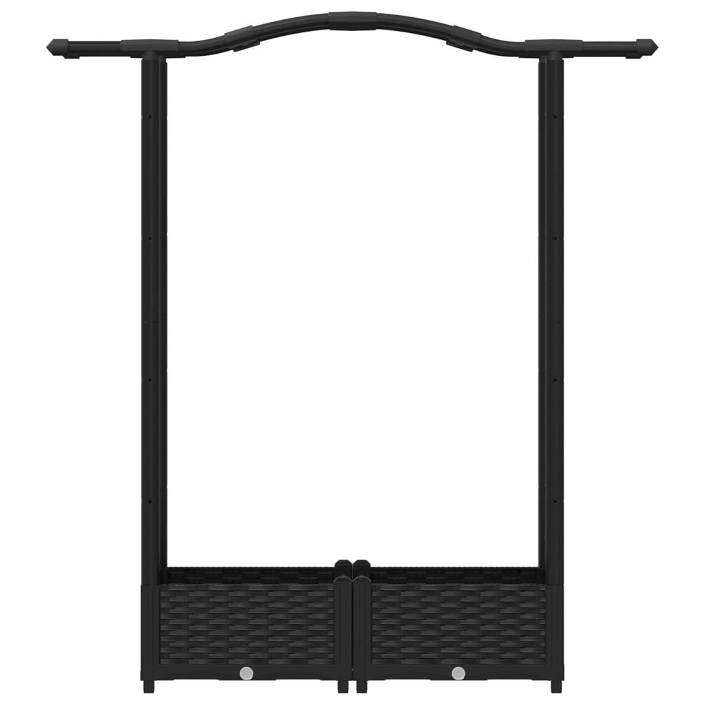Raised Garden Bed with Trellis and Hanging Roof Black 124 x 40 x 125 cm PP
