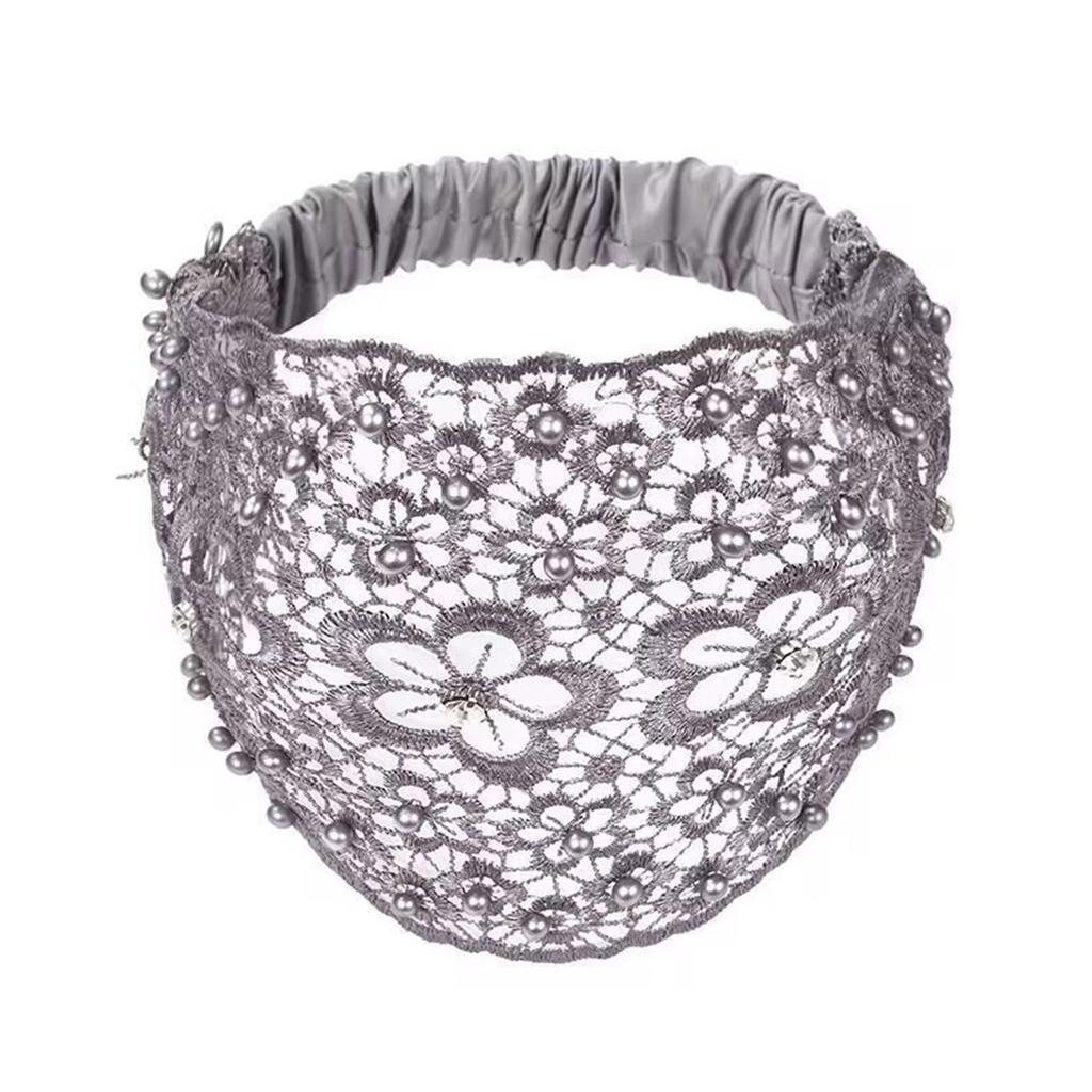 Beadwork Flower Hair Hoop for Women Elegant Flapper Costume Headband Nonslip Fascinator Hairband for Masquerades Event