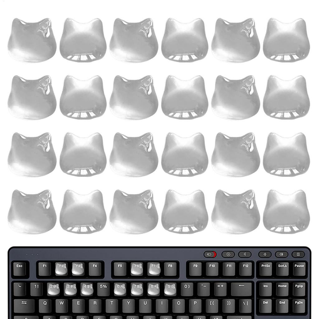 Tastaturaufkleber Für Benutzer Mit Langen Nägeln, 24 Stück Tastatur-Tabs Erhöht Klar Katzenkopf-Design Tastatur-Blasen-Aufkleber Für Frauen Männer