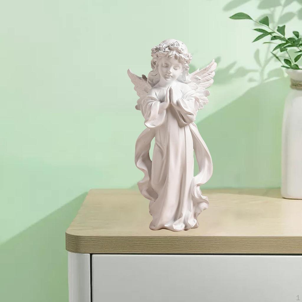Cute Resin Praying Angel Figurine European Style Fairy Prayer Angel Shelf Sculpture Desktop Ornament