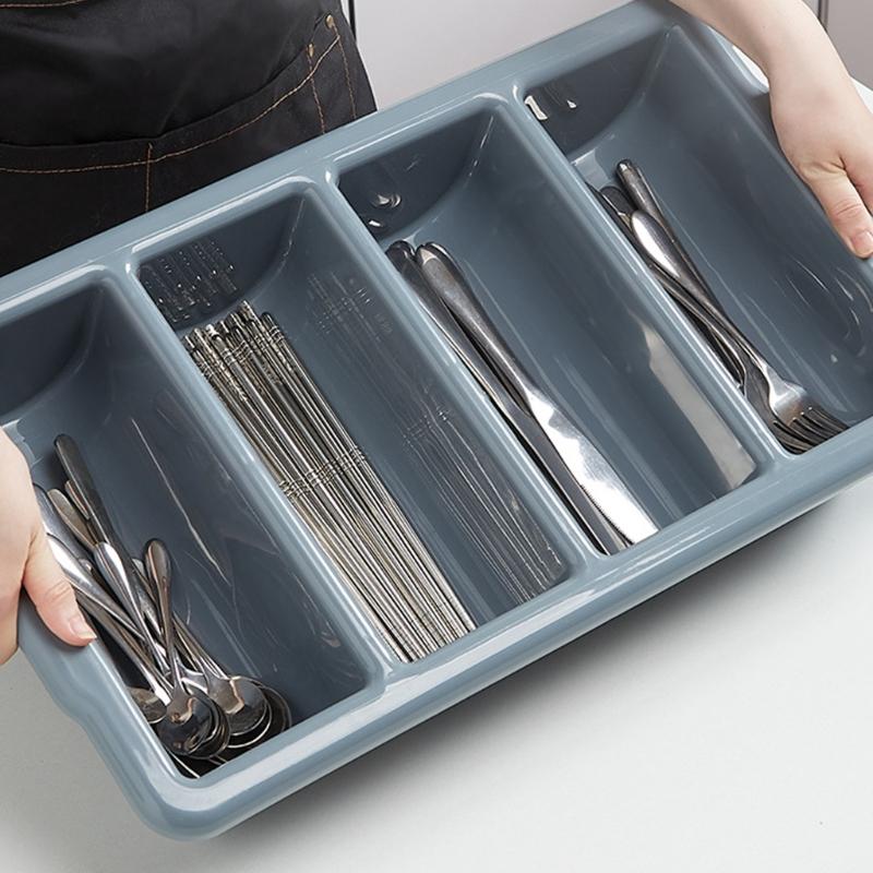 Plastic Silverware Holder with 4 Sections for Home Organization Four Compartments Kitchen Tool Organiser