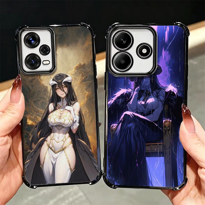 Albedo O-Overlords Anime Plating Phone Case For Xiaomi Redmi Note 14 15 Pro Plus 13 12 11 11S 11T 10 9S 9 5G Anti-Fall Airabag C