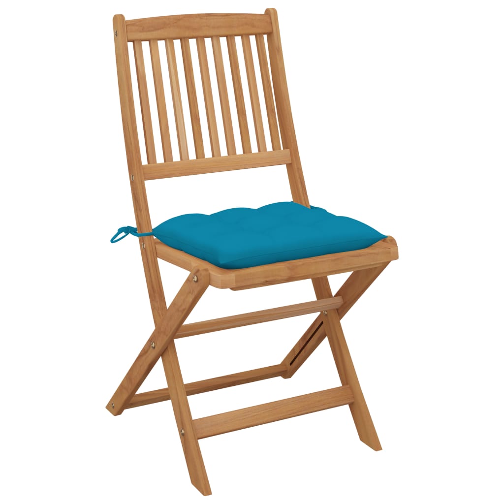 Folding Garden Chairs 6 pcs with Cushions Solid Acacia Wood